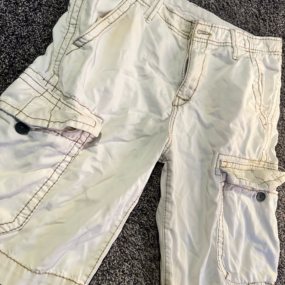 True religion cargo shorts white